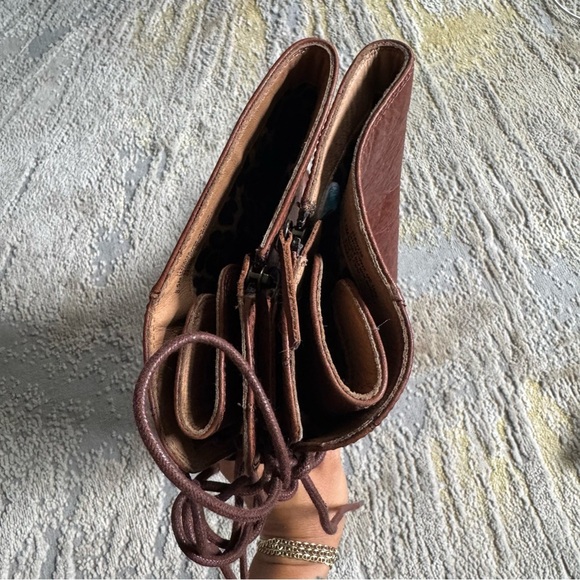 Sofft tall brown cognac leather Sharnell Heel boots lace tie back 8.5 - Picture 10 of 13